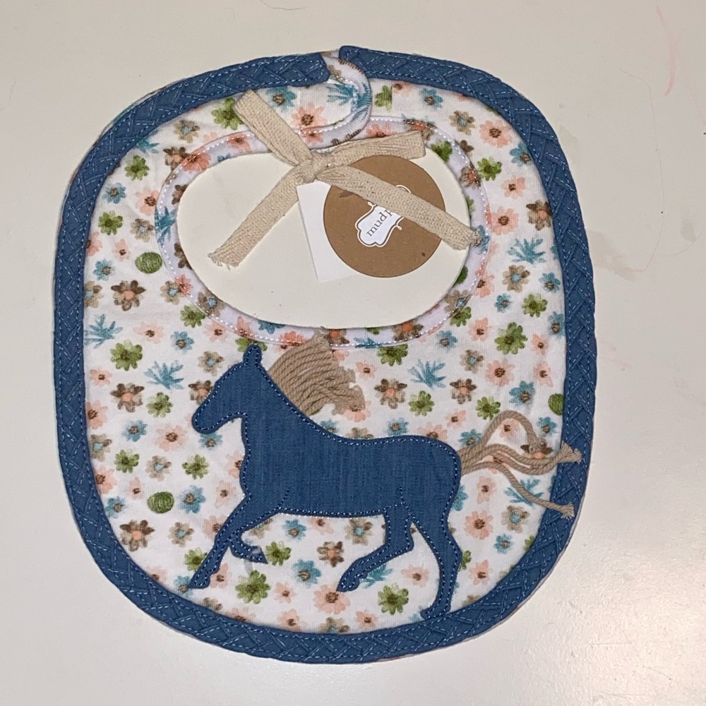 Mud Pie Horse baby bib with tags